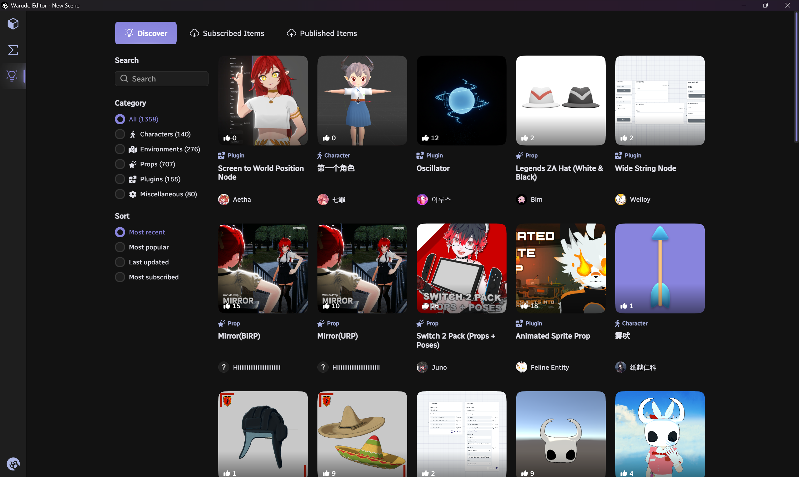 Screenshot of Warudo, a VTubing client app, used as market research