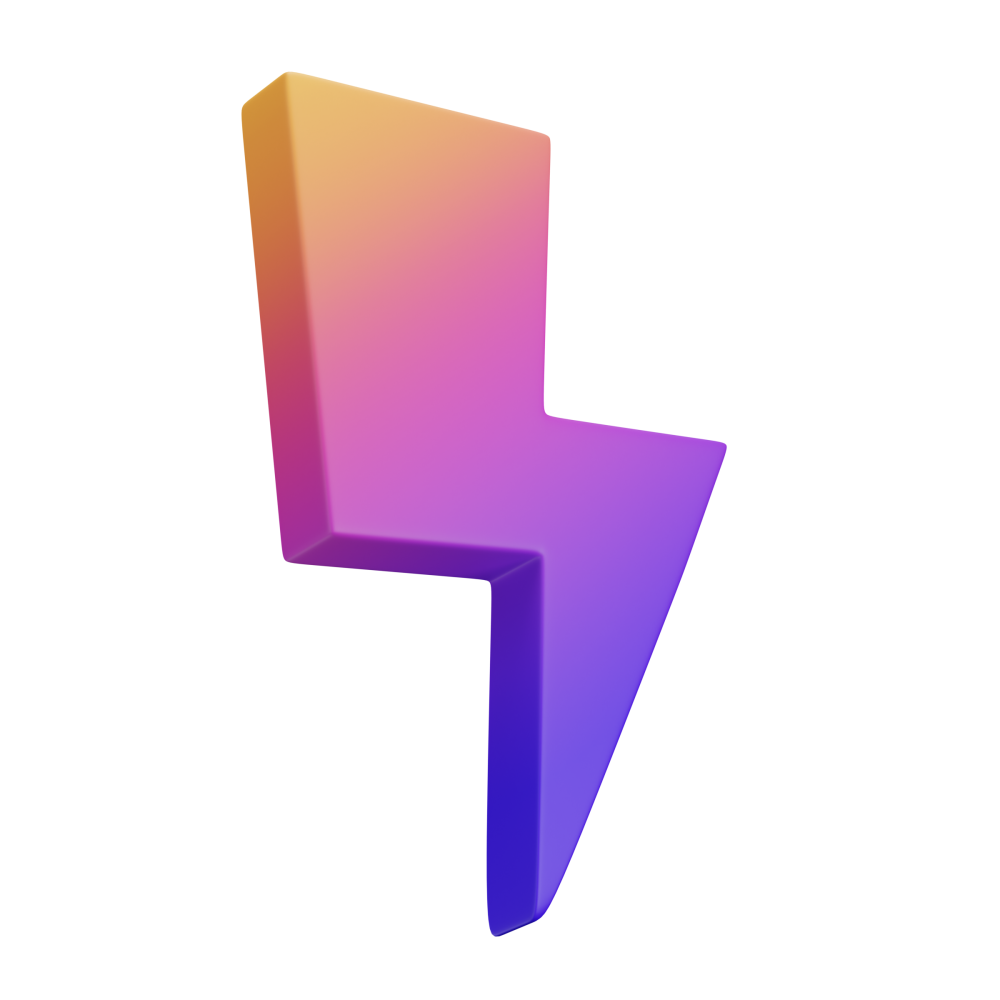 3D render of a lightning bolt, symbolizing fast AI-assisted development