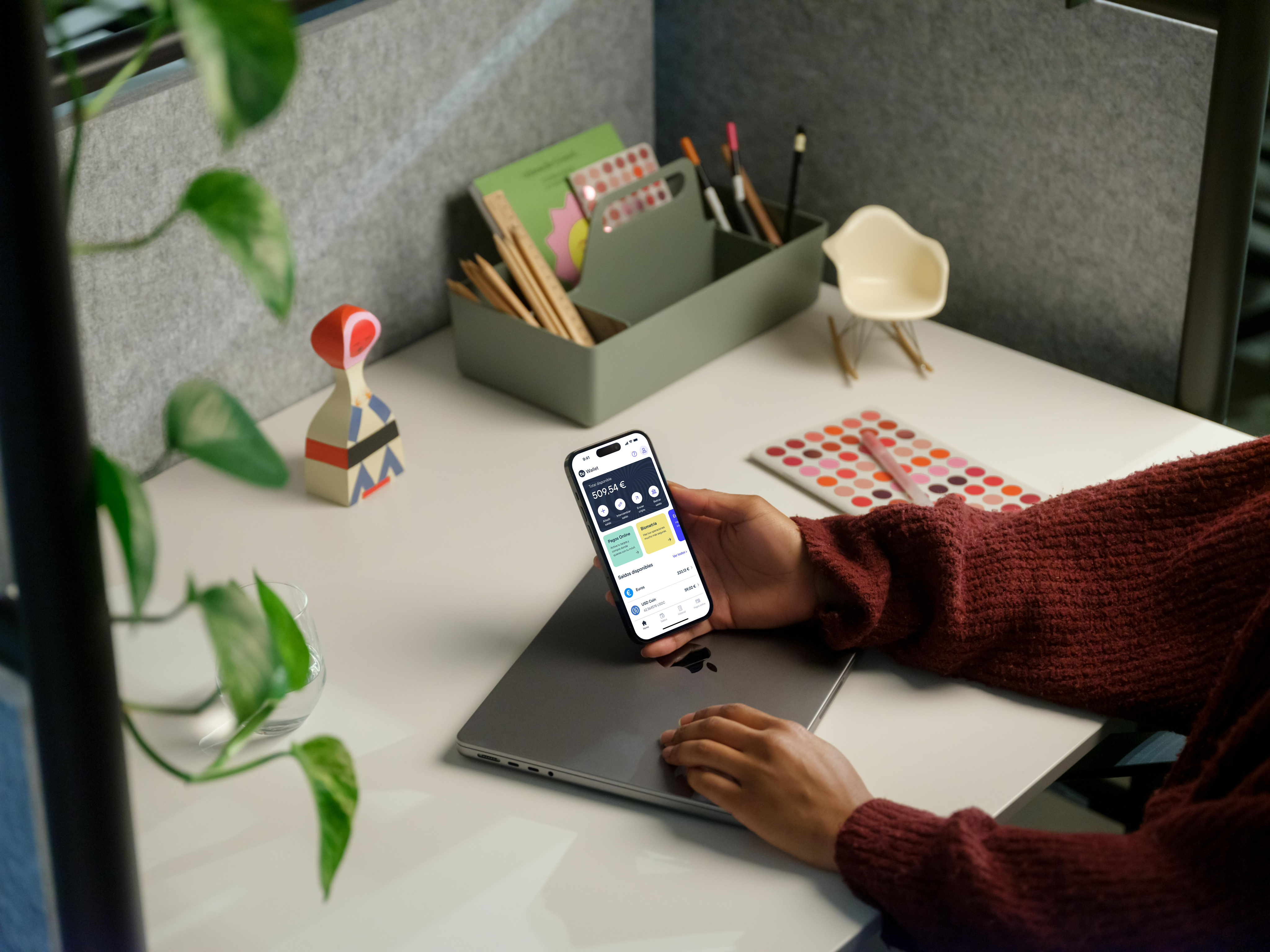 Mockup of the TU Wallet crypto wallet app on a smartphone screen