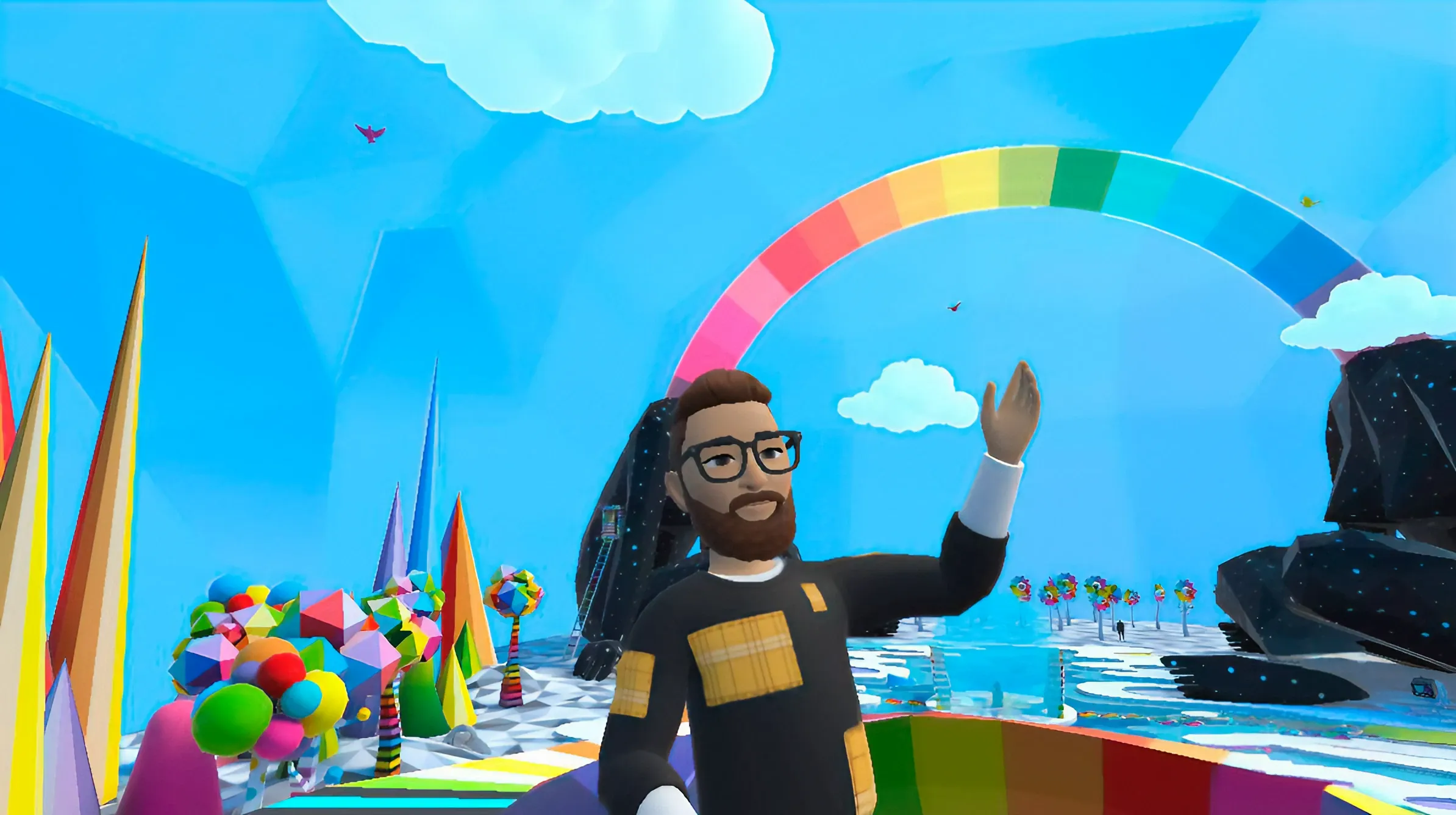 Avatar exploring Movistar's colorful VR immersive experience world